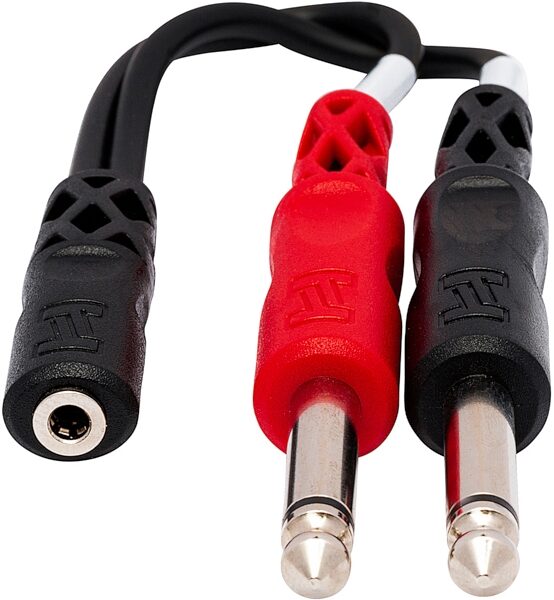 Hosa YMP-434 Female TRS 1/8" to Dual Male TS 1/4" Stereo Breakout Cable, New, Action Position Back
