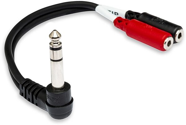 Hosa YPM-523 Stereo Breakout Cable, Right-angle 1/4" TRS to Dual 3.5mm TRSF, New, Action Position Back