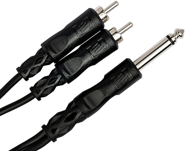 Hosa YPR-124 Y-Cable, 1/4" TS to Dual RCA, New, Action Position Back