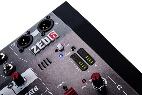 Allen and Heath Zed-6 Compact Mixer, 6-Channel, New, Closeup 5
