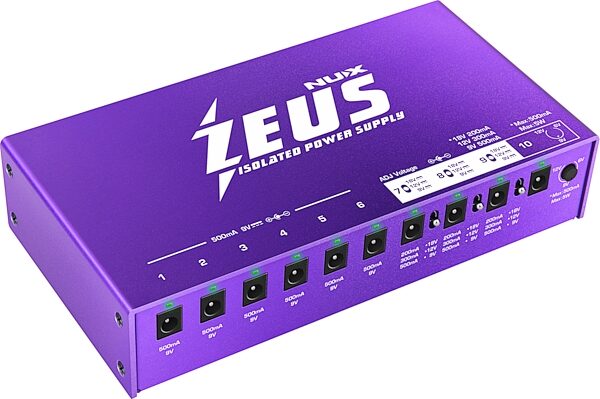 NUX Zeus 10-Port Isolated DC Power Supply, New, Angled Front
