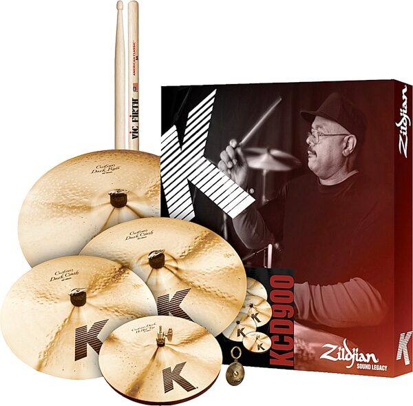 Zildjian K Custom Dark Cymbal Pack, With TGIG, 5AW Sticks, and Z-Chain, pack