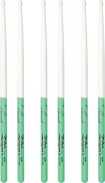 Zildjian 5A Maple Green DIP Drumsticks, 3-Pack, pack