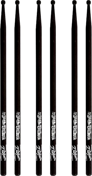 Zildjian Travis Barker Signature Drumsticks, Black, 3-Pack, pack