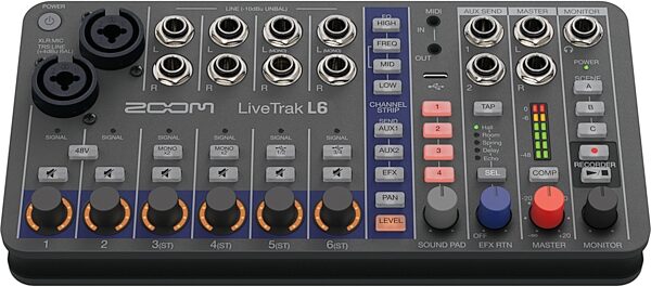 Zoom LiveTrak L-6 Digital Mixer and Multi-Track Recorder, 6-Channel, New, Main