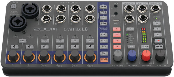 Zoom LiveTrak L-6 Digital Mixer and Multi-Track Recorder, 6-Channel, New, Action Position Back