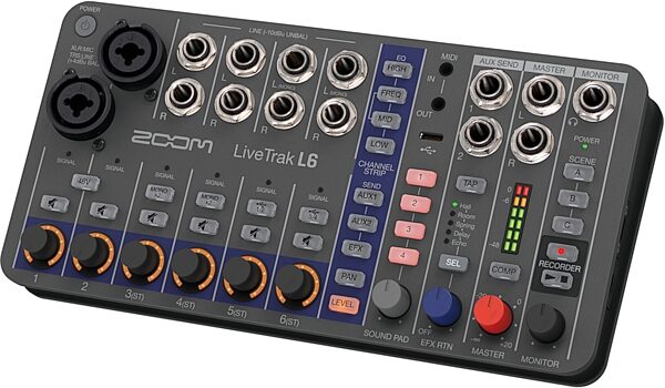 Zoom LiveTrak L-6 Digital Mixer and Multi-Track Recorder, 6-Channel, New, Action Position Back