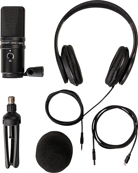 Zoom ZUM-2PMP USB Microphone Podcast Pack, Warehouse Resealed, Action Position Back