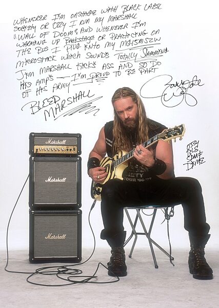 Marshall MG15MSZW Limited Edition Zakk Wylde Guitar Amplifier Micro Stack (15 Watts, 2x10 in.), Autographed Pic