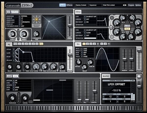Cakewalk Z3TA Plus 2 Software Synthesizer, Screenshot 1