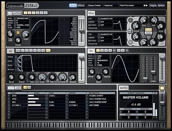 Cakewalk Z3TA Plus 2 Software Synthesizer, Screenshot 6