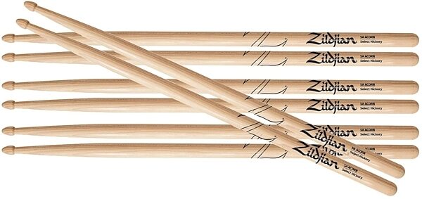 Zildjian 5A Wood Acorn Tip Drum Stick Pack, New, Action Position Back