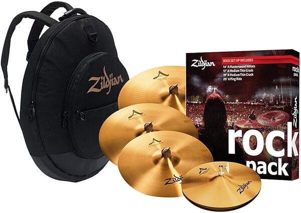 Zildjian A Rock Music Cymbal Pack, With Zildjian 22&quot; Gig Cymbal Bag, Pack