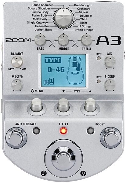 Zoom A3 Acoustic Guitar Effects Pedal, Main