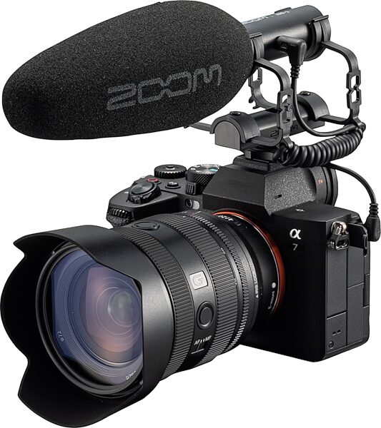 Zoom ZSG-1 On-Camera Shotgun Condenser Microphone, New, Mounted on Camera