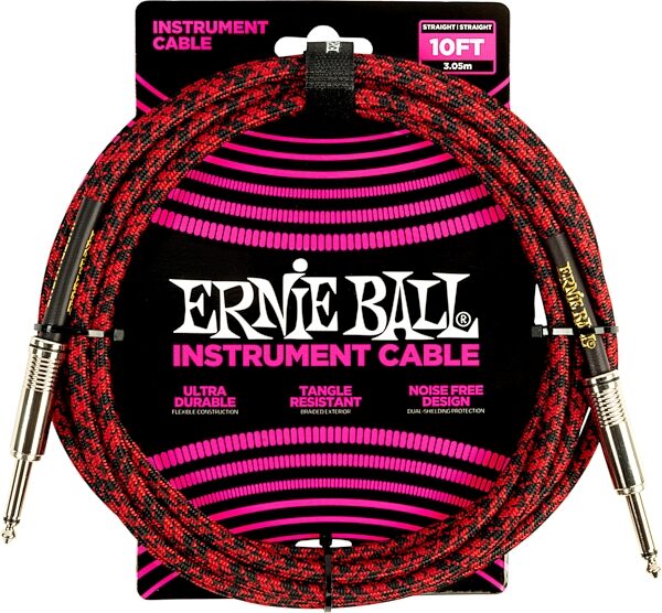 Ernie Ball Braided Instrument Cable, 10 foot, P06394, Action Position Back