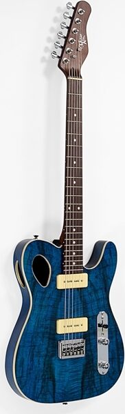 Michael Kelly 59 Port Thinline Electric Guitar, Trans Blue, Action Position Front