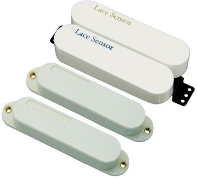 Lace Sensor Blue-Gold Dually Electric Guitar Pickup Pack, White Cover