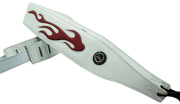 Vorson D0 Leather Flame Guitar Strap, White and Red