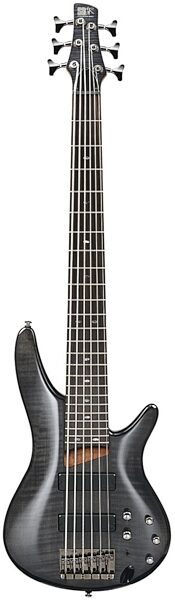 Ibanez SR706 6-String Electric Bass Guitar, Transparent Black