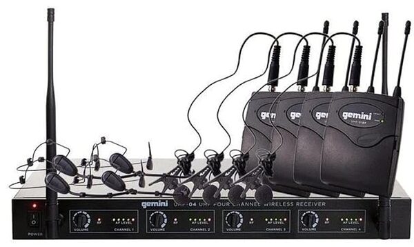 Gemini UHF-04HL 4-Channel Wireless Microphone System, New, Main