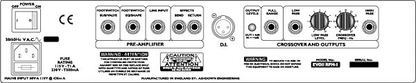Ashdown ABMRPM EVO II Rackmount Preamp, Back Panel