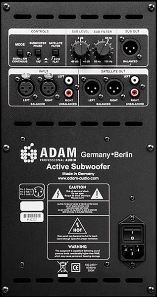 ADAM Sub10 mkII Powered Studio Subwoofer Speaker, New, Rear