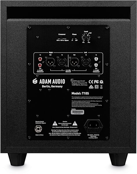 ADAM T10S Powered Studio Subwoofer Speaker, Single Speaker, Rear detail Back