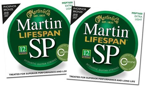 Martin SP Lifespan Phosphor Bronze Acoustic Guitar Strings (12-String), 2-Pack