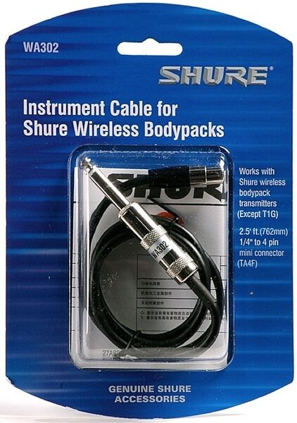 Shure WA302 Instrument Wireless Cable, 2.5 foot, Main