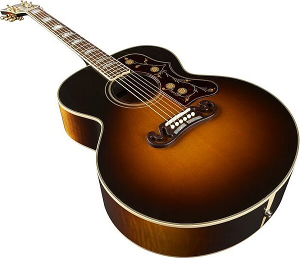 Gibson J-200 Super Jumbo Standard Acoustic-Electric Guitar (with Case), Vintage Sunburst Closeup