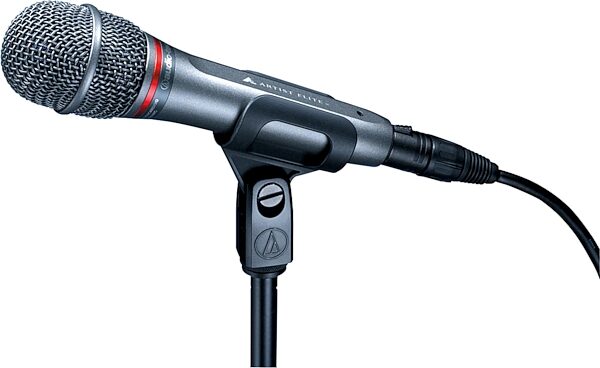 Audio-Technica AE4100 Artist Elite Cardioid Dynamic Microphone, USED, Warehouse Resealed, On Stand Example