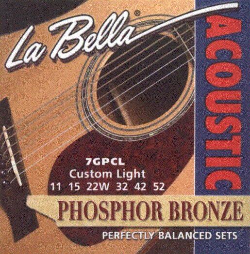 La Bella Phosphor Bronze Acoustic Guitar Strings, Custom Light