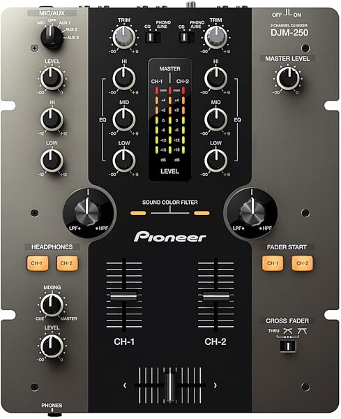 Pioneer DJM-250 DJ Mixer, 2-Channel, Black