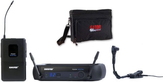 Shure PGX Digital Instrument Wireless Microphone System with Beta 98H, Wireless Bag