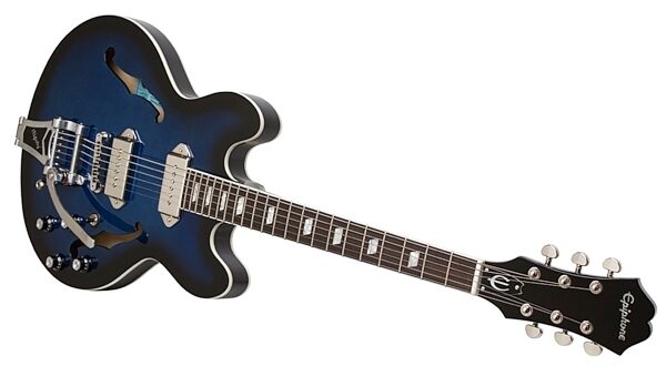 Epiphone Limited Edition Gary Clark Jr Blak and Blu Casino Electric Guitar with Bigsby Tremolo, Closeup