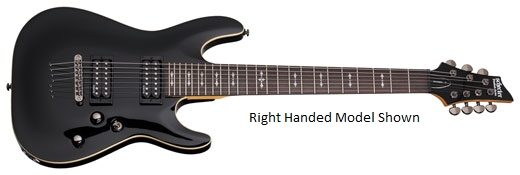Schecter Omen 7 Left-Handed Electric Guitar, 7-String, Black