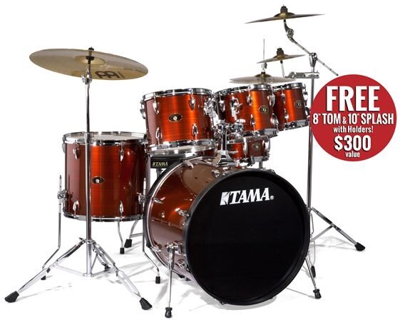 Tama IS52KC Imperialstar Accel-Driver Drum Set with Meinl Cymbals, Hairline Copper