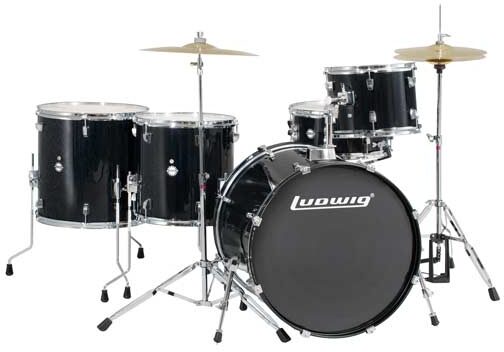Ludwig LC176 Accent Power Complete Drum Kit, 5-Piece, Black Sparkle