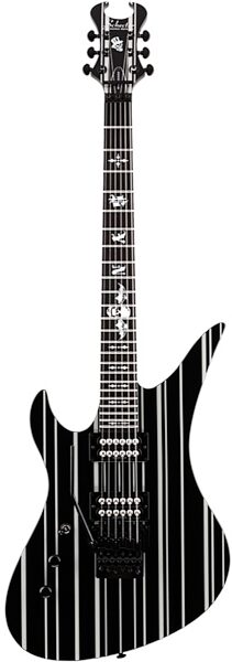 Schecter Synyster Gates Custom S Left-Handed Electric Guitar, Black with Silver Stripes