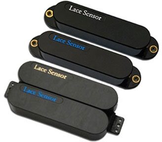 Lace Sensor Blue-Gold Dually Electric Guitar Pickup Pack, Black Cover