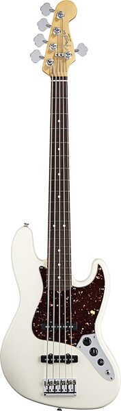 Fender American Standard Jazz V Electric Bass, 5-String Rosewood Fingerboard with Case, Olympic White