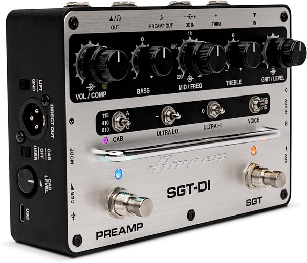 Ampeg SGT-DI Dual-Voice Preamp Compressor and DI Pedal, New, Action Position Back