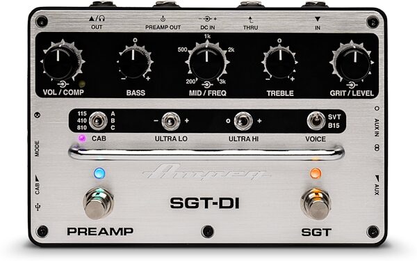 Ampeg SGT-DI Dual-Voice Preamp Compressor and DI Pedal, Warehouse Resealed, Action Position Back