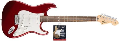 Fender Standard Stratocaster Maple Electric Guitar and Texas Special Pickup Set, Candy Apple Red