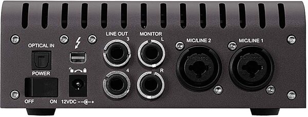 Universal Audio Apollo Twin Duo MkII Thunderbolt 2 Audio Interface, DUO, Heritage Edition: Includes 5 extra UAD plug-in collections, Rear