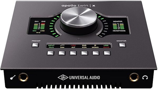 Universal Audio Apollo Twin X Quad Thunderbolt 3 Audio Interface, Heritage Edition: Includes premium suite of 5 UAD plug-in titles valued at $1,345, Front