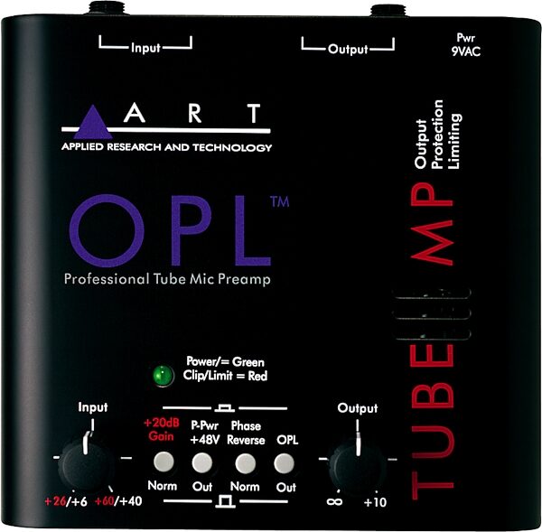 ART Tube MP OPL Microphone Preamp with Output Protection Limiter, Main