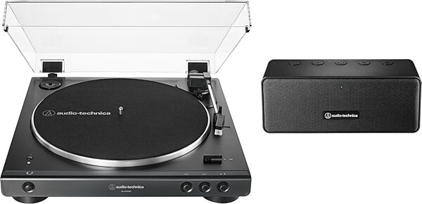Audio-Technica AT-LP60XSPBT-BK Automatic Wireless Turntable and Speaker System, Black, Action Position Back