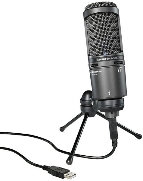 Audio-Technica AT2020 USB Plus Condenser Microphone, Charcoal Gray, With Included USB Cable